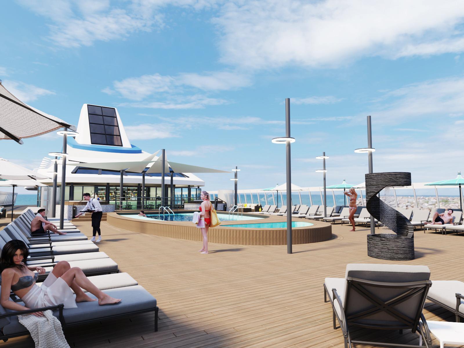 Sun deck with pool and jacuzzi